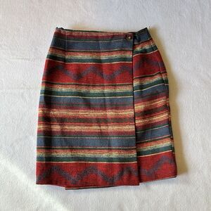 Vintage Saddle Creek Women’s Geometric Stripe Wrap Mini Skirt Size 3/4 USA Made